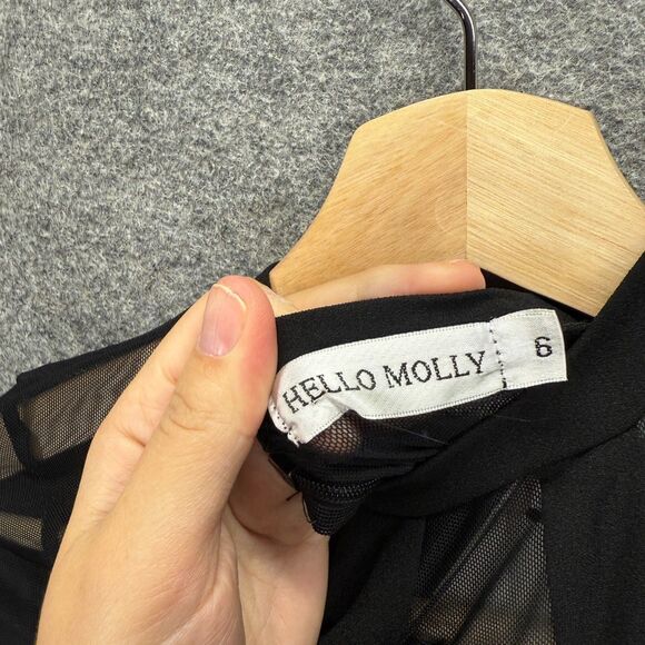 New Hello Molly Mini Dress Women 6 Black Short Zipper Long Sleeve Crew Neck - Picture 3 of 9